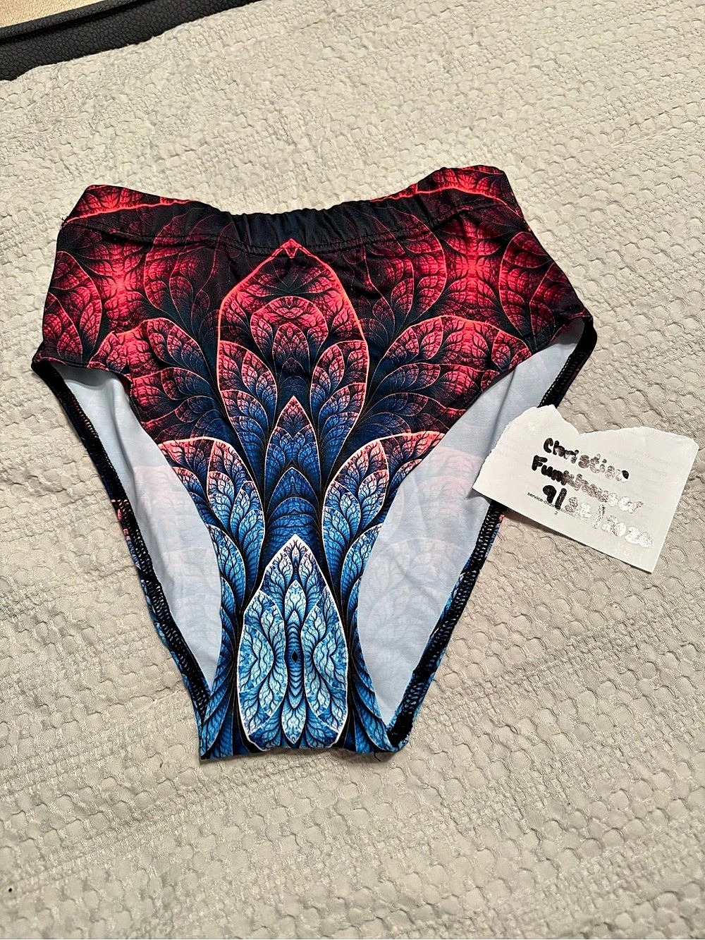 Printed Bikini Bottoms in Black & Red NWT